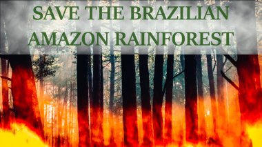 Save the Brazilian Amazon Rainforest from destruction message clipart