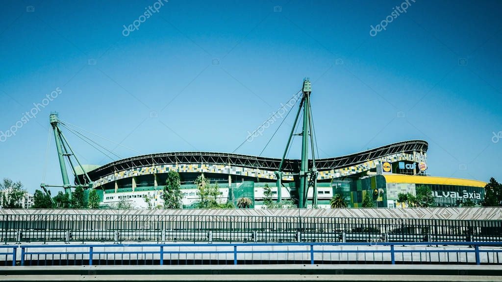 Lisbon, Portugal - Sept 11, 2019: Exterior view of Estadio Jose Alvalade in Lisbon, Portugal where Sporting Lisbon plays home matches