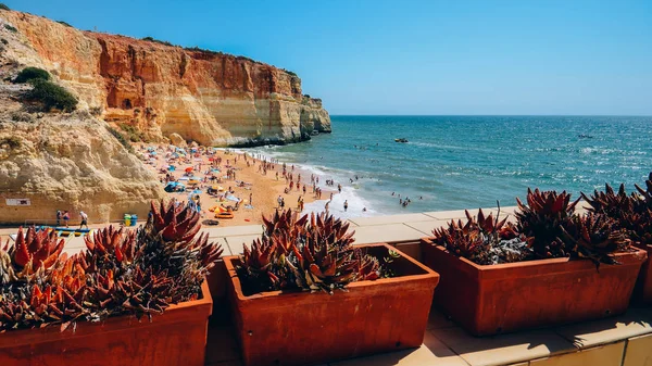 여름 동안 베나길 비치, 알가르베, 포르투갈의 해변가 — 스톡 사진