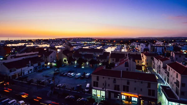 Θέα στο ηλιοβασίλεμα στη Μαρίνα Vilamoura, Αλγά, Πορτογαλία — Φωτογραφία Αρχείου