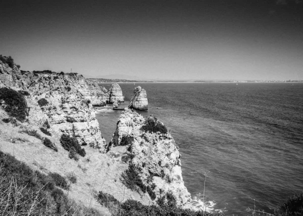Panoramatický výhled, Ponta da Piedade nedaleko Lagosu v Algarve, Portugalsko — Stock fotografie