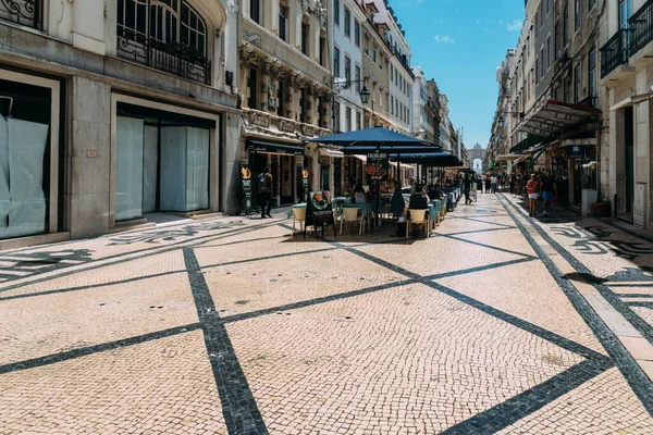 Lisboa Portugal Agosto 2020 Calle Augusta Casi Desierta Baixa Lisboa — Foto de Stock