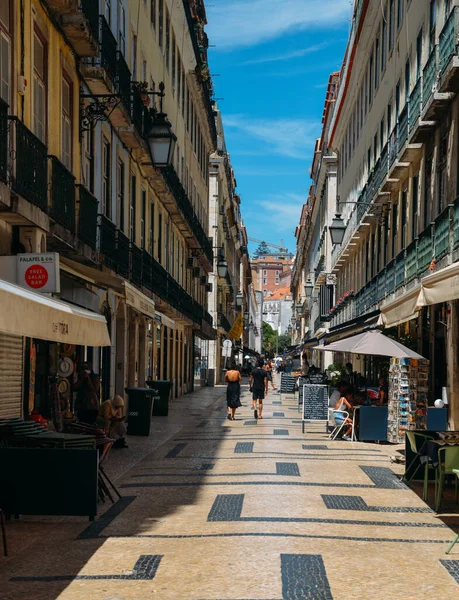 Lisszabon Portugália Augusztus 2020 Majdnem Elhagyatott Augusta Street Baixa Lisszabon — Stock Fotó