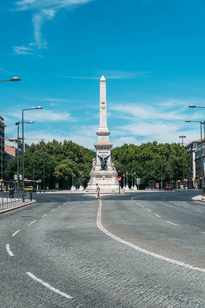 Lisboa Portugal Agosto 2020 Monumento Los Restauradores Plaza Los Restauradores — Foto de Stock