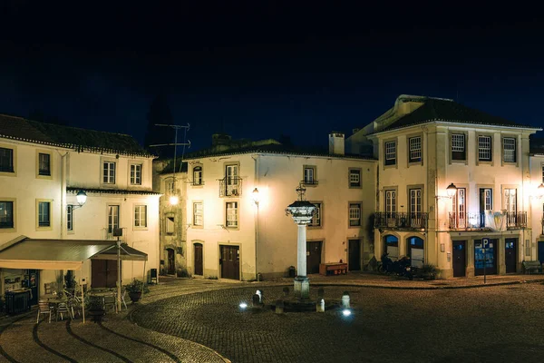 Widok Nocy Alexandre Herculano Square Konstancji Dzielnicy Santarem Portugalii — Zdjęcie stockowe