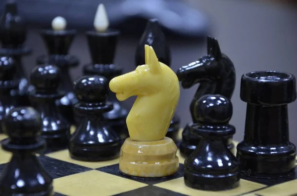 Figurky Šachovnici Kůň Pěšák — Stock fotografie