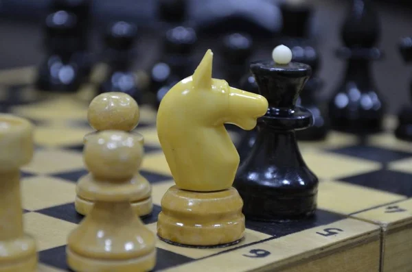 Figurky Šachovnici Kůň Pěšák — Stock fotografie
