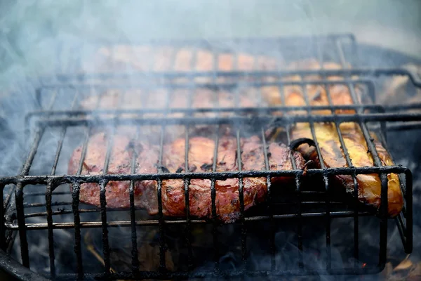 Barbecue Buiten Steak Paprika Rook Grill — Stockfoto