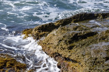 Arka plan, doğal taş, deniz kıyısındaki kaya..