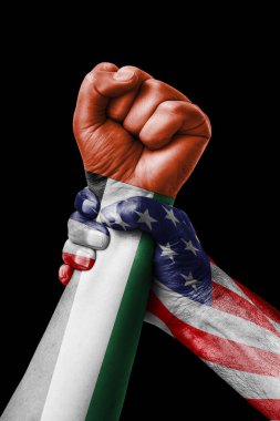 Amerikan Vs Birleşik Arap Emirlikleri, Suudi Arabistan renklerde boyanmış yumruk bayrak, yumruk bayrak, ülke Birleşik Arap Emirlikleri