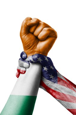 Amerikan Vs İrlanda, yumruk İrlanda bayrağı, yumruk bayrak, ülke İrlanda renklerde boyanmış.