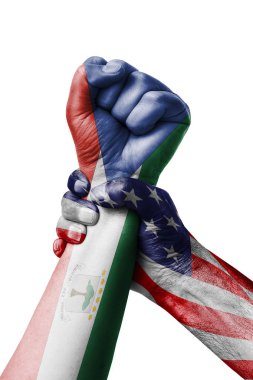 Amerikan Vs Ekvator Ginesi, yumruk Ekvator Ginesi bayrak, yumruk bayrak, Ekvator Ginesi ülke renklerde boyanmış. 