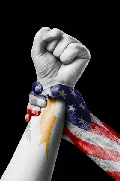 American Cyprus Fist Painted Colors Cyprus Flag Fist Flag Country — Stock Photo, Image