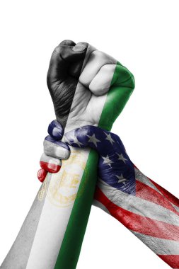Amerika Vs Afganistan, yumruk Afganistan bayrak, yumruk bayrak, ülke Afganistan'ın renklerde boyanmış.
