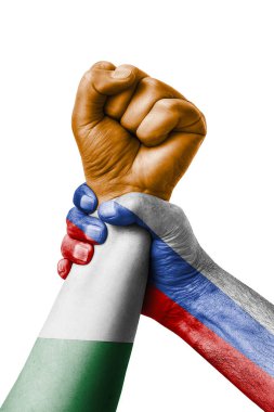 Rusya Vs Fildişi Sahilleri, yumruk Fildişi Sahili bayrağı, yumruk bayrak, Fildişi Sahilleri ülke renklerde boyanmış. 