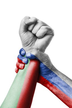 Rusya Vs Madagaskar, yumruk Madagaskar bayrağı, yumruk bayrak, Madagaskar ülkenin renklerde boyanmış.