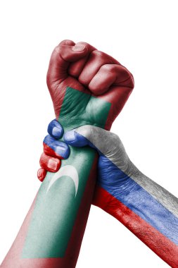 Rusya Vs Maldivler, yumruk Maldivler bayrağının, yumruk bayrak, ülke Maldivler renklerde boyanmış.