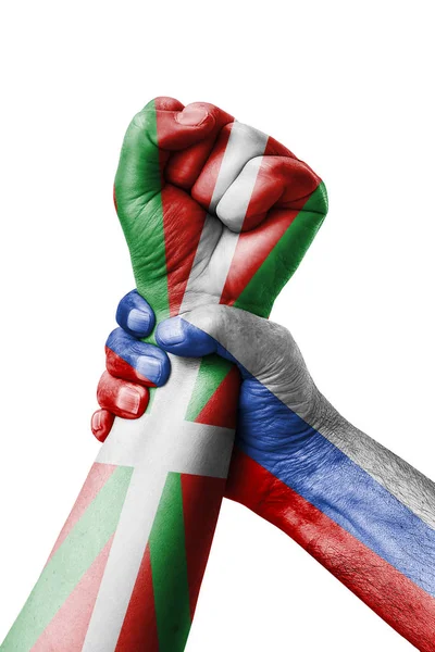 Russie Pays Basque Cmjn Poing Peint Aux Couleurs Pays Basque — Photo