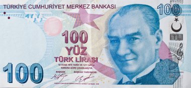 Turkish 100 lira banknote clipart