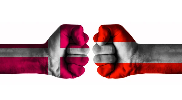 Концепция Дании Против Австрии — стоковое фото