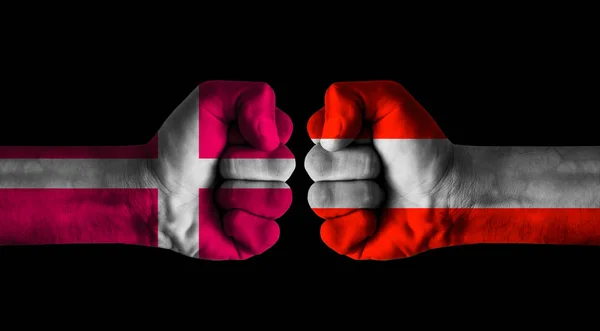 Dänemark Gegen Österreich Konzept — Stockfoto