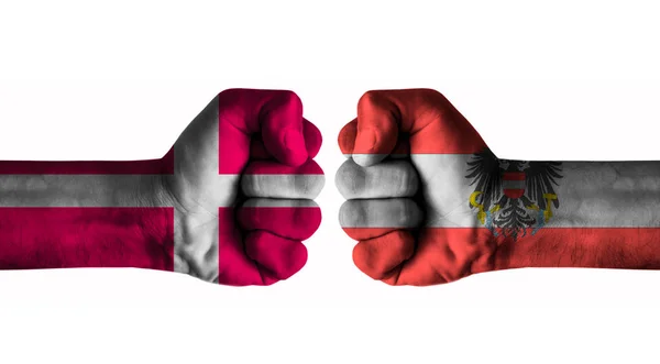 Концепция Дании Против Австрии — стоковое фото