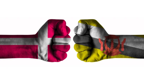 Dänemark Gegen Brunei Konzept — Stockfoto
