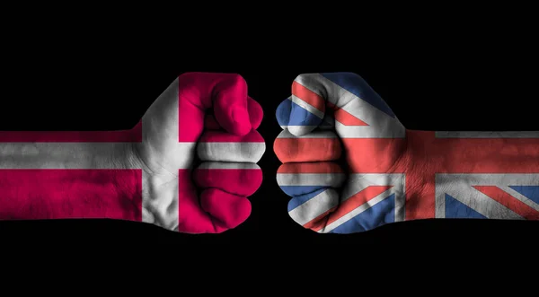 Dänemark Gegen Vereinigtes Königreich — Stockfoto