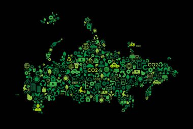 Rusya çevre koruma yeşil konsept simgeleri haritası