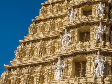Mysore, Hindistan. Sri Chamundeshwari Tapınağı, Mysore yakınındaki Chamundi tepelerde bulunan görünümünü.