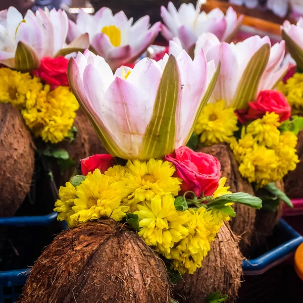 Flower Coconut Offerings Street Market Sri Chamundeshwari Temple Mysore India Royalty Free Stock Photos