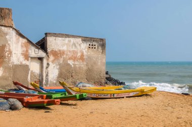 Pondicherry, India - Aralık, 26, 2017. Pondicherry balıkçı köyü.