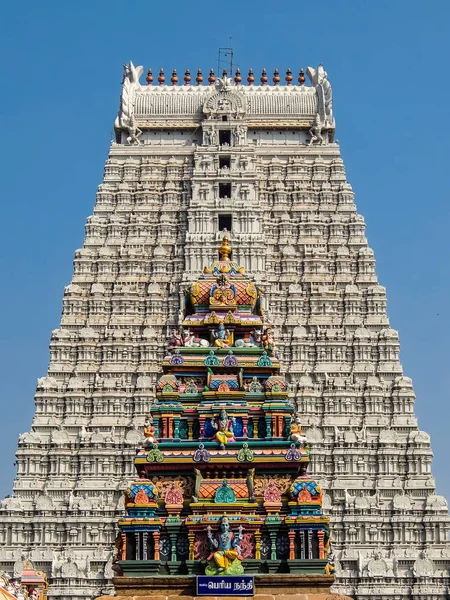 Tiruvannamalai, Hindistan - Ocak, 2018 yaklaşık. Tiruvannamalai, Hindistan Annamalaiyar Tapınağı mimarisi.