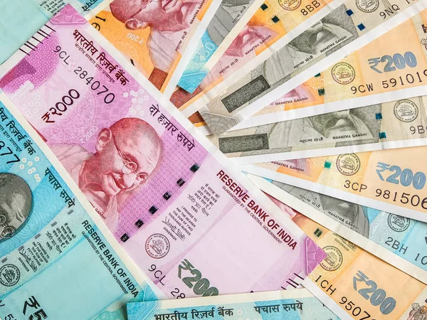 200 500 2000 Rupias Indias Nuevas Notas —  Fotos de Stock