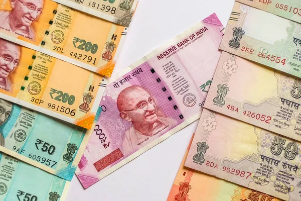 100 200 500 2000 Rupias Indias Billetes Viejos Nuevos — Foto de Stock