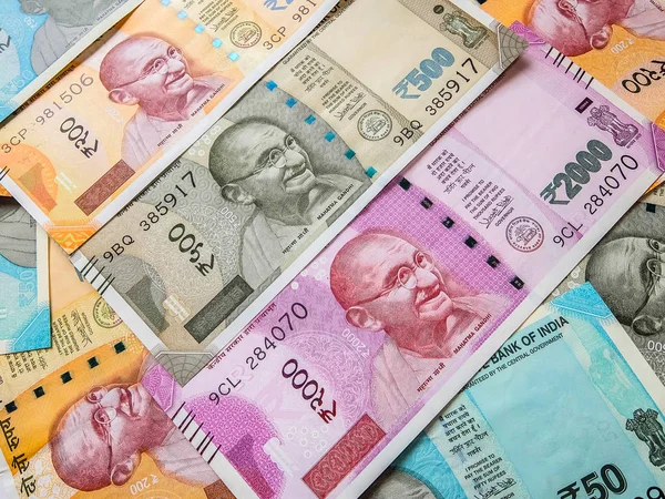 200 500 2000 Indian Rupees New Notes — Stock Photo, Image