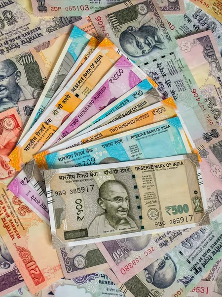 100 200 500 2000 Indian Rupees Old New Notes — Stock Photo, Image