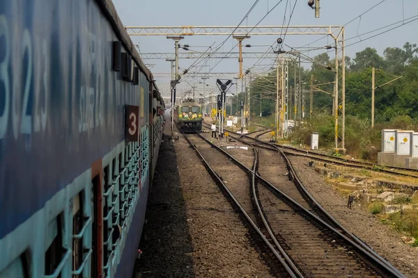 Kondapalli India Circa Enero 2018 Vista Las Vías Del Tren — Foto de Stock
