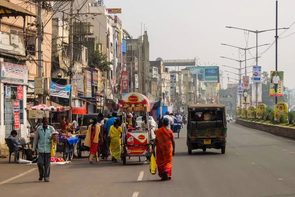 Vijayawada India Circa Januari 2018 Straat Verkeer Vijayawada India — Stockfoto