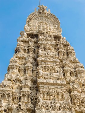Kanchipuram, Hindistan - Ocak, 2018 yaklaşık. Kamakshi Amman tapınakta Kanchipuram görünümünü.