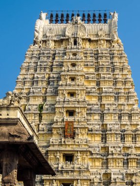 Kanchipuram, Hindistan - Ocak, 2018 yaklaşık. Sri Ekambaranathar Tapınağı Kanchipuram görünümünü.