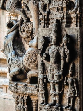 VELLORE, Hindistan - Ocak, 2018 yaklaşık. Sri Jalakandeswarar Vellore tapınakta görünümünü. Mimari ayrıntılar.