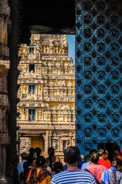 VELLORE, Hindistan - Ocak, 2018 yaklaşık. Sri Jalakandeswarar Vellore tapınakta giriş kapıları.