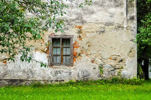 Вид Стару Кам Яну Стіну Вікном — стокове фото