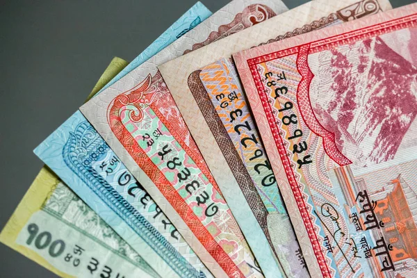 Vista Primer Plano Moneda Nepalesa Billetes — Foto de Stock
