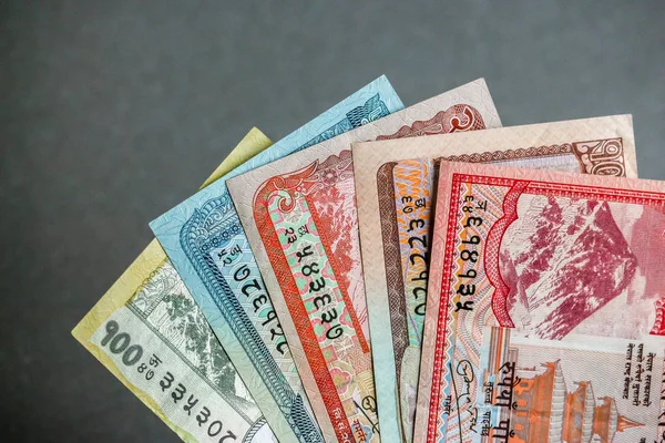 Vista Primer Plano Moneda Nepalesa Billetes — Foto de Stock