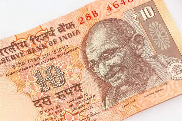 Крупним Планом Новий Індійський Банкнот Рупій — стокове фото
