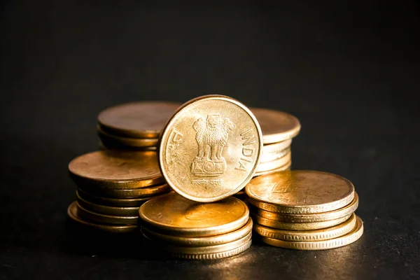 Zavřít Pohled Nové Indické Mince — Stock fotografie