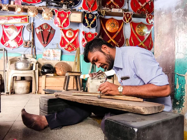 Jodhpur Inde Vers Mars 2018 Couteau Fabricant Dans Son Atelier — Photo