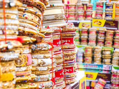 Hindistan pazarında bilezikler, Jodhpur, Hindistan